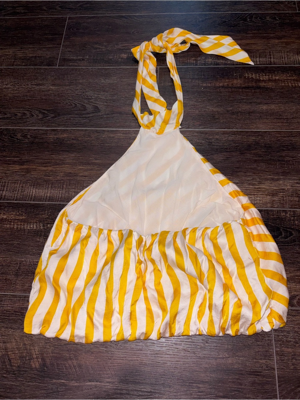 Anthropologie Yellow and White Striped Halter Bubble Tank - Picture 7 of 9